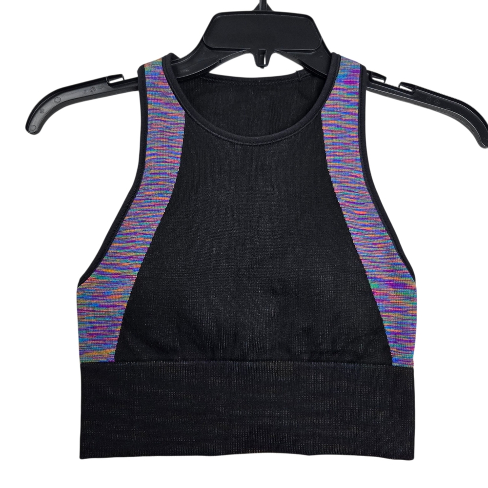 Lululemon Love Revealed Seamless High-Neck Bra Black Rainbow B/C Cup